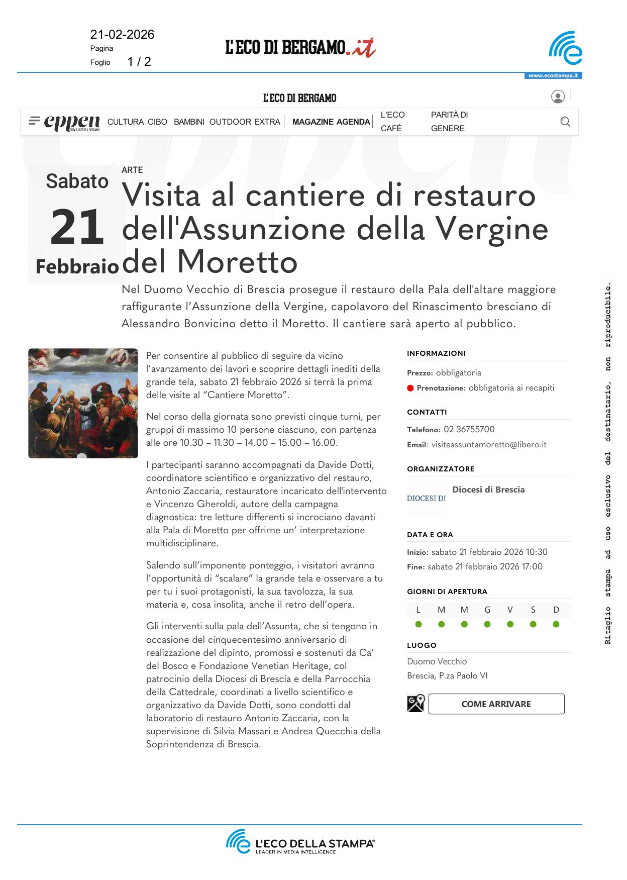 Visita al cantiere di restauro dell\'Assunzione [..]