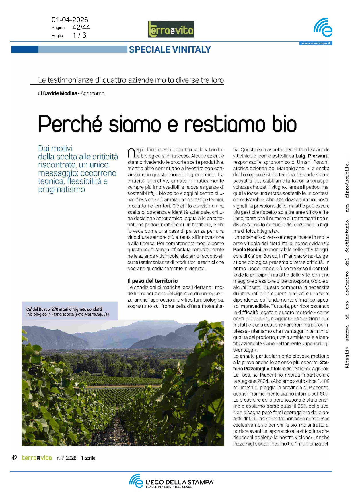 Perché siamo e restiamo bio