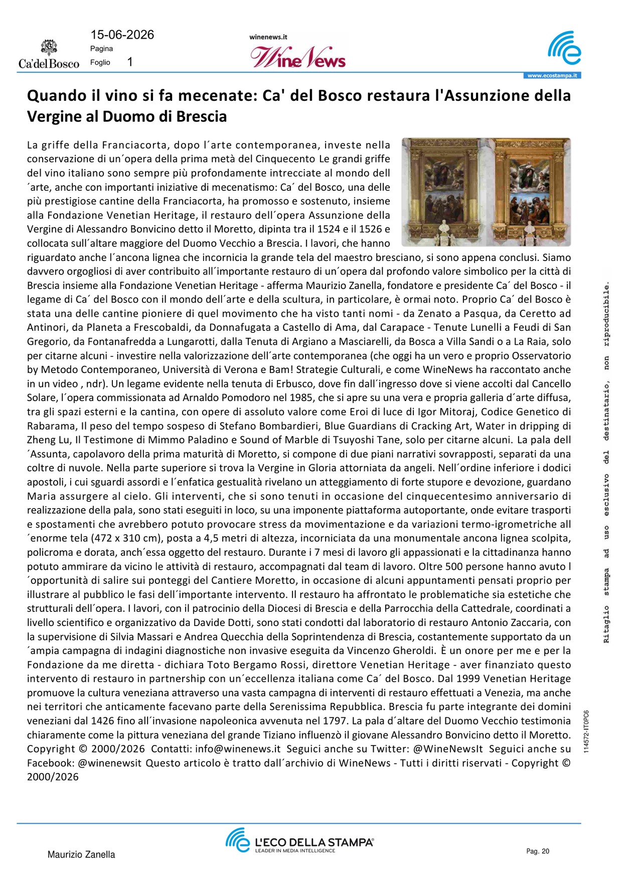 Quando il vino si fa mecenate: Ca’ del Bosco [..]